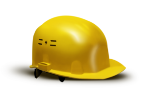 Yellow Plastic safety helmet isolated on transparent background. PNG file