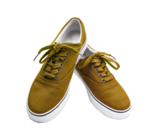 A pair of olive color canvas shoes isolated on transparent background png