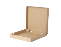 Blank brown open cardboard Pizza paper box isolated on a transparent background png