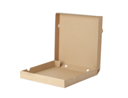 leer braun öffnen Karton Pizza Papier Box isoliert auf ein transparent Hintergrund png