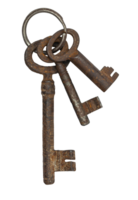 Bunch of old vintage keys isolated on a transparent background png