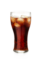 Cola im Flugball Glas und Eis Würfel isoliert auf ein transparent Hintergrund png