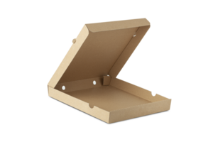 Vide marron ouvert papier carton Pizza papier boîte isolé sur transparent Contexte png