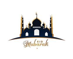 islamic festival eid mubarak event background with mosque design vector