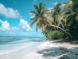 ai generado sereno playa con Coco arboles antecedentes foto