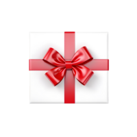 AI generated Top view photo of present box with bow and ribbon. Without background png