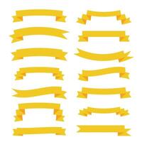 flat yellow ribbons big set banners vector