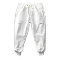 AI generated Photo of clean white jogger pants without background. Template for mockup png