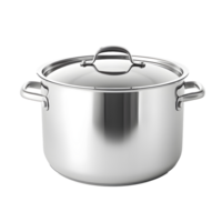 AI generated Large chrome pot with lid without background png