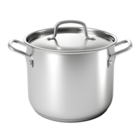 AI generated Large chrome pot with lid without background png