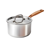 AI generated Large chrome pot with lid without background png