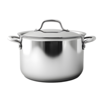 AI generated Large chrome pot with lid without background png