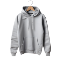 AI generated Photo of clean light gray hoodie without background. Template for mockup png