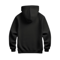 AI generated Photo rear or backside of clean black hoodie without background. Template for mockup png