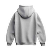 AI generated Photo rear or backside of clean light gray hoodie without background. Template for mockup png