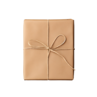 AI generated Photo of gift box in with ribbon and bow wrapped in craft paper without background png