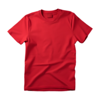ai generiert Foto von sauber rot T-Shirt ohne Hintergrund. Vorlage zum Attrappe, Lehrmodell, Simulation png