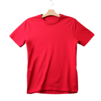 ai generiert Foto von sauber rot T-Shirt ohne Hintergrund. Vorlage zum Attrappe, Lehrmodell, Simulation png