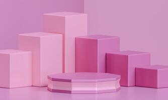 Abstract realistic pink  3D cylinder pedestal podium photo