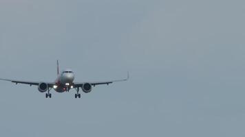 Airplane landing at dusk video