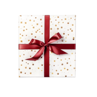 AI generated Top view photo of present box with bow and ribbon. Without background png