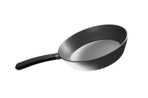 Frying pan with plastic handle 3d png