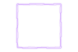 Square futuristic sci fi frame with purple glow png