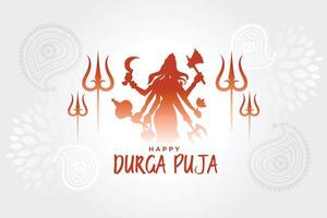 happy durga pooja hindi festival card design vector