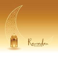 realistic ramadan kareem golden greeting design vector