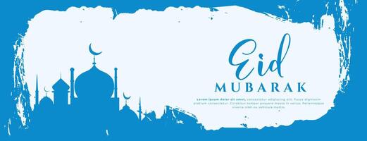brush stroke style eid ul fitr wishes banner with arabic mosque vector