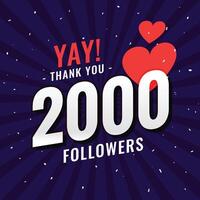 2000 follower social media network thank you post vector