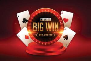 big win casino background with playing cards vector