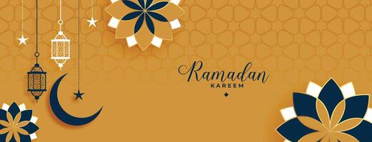 islamic style ramadan kareem and eid decorative banner design vector