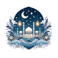 ai generiert Ramadan islamisch Design mit Moschee und Laternen png