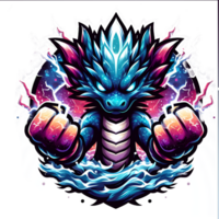 AI generated a cartoon dragon with lightning and fire on his chest png