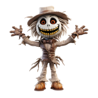 AI generated Cartoon Style Halloween Scare Crow Strawman No Background Perfect for Print on Demand png