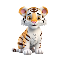 AI generated 3D Cartoon Artistic Style Tiger Baby Tiger Cute Tiger Logo Illustration Painting Drawing No Background png