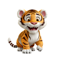 AI generated 3D Cartoon Artistic Style Tiger Baby Tiger Cute Tiger Logo Illustration Painting Drawing No Background png