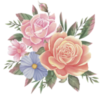 pink and blue roses on transparent background png