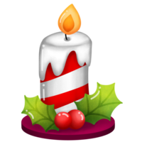 christmas candle with holly leaves and berries png