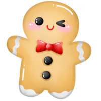 Gingerbread man with a bow tie and red tie png