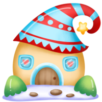 Cartoon house with a hat on top png