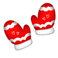 two red mittens with hearts on them on a transparent background png