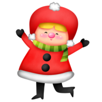 christmas cartoon girl in red coat and hat png