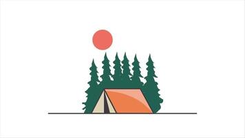 beeldmateriaal kamp animatie 2d hd video minimalistische Woud