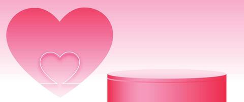 valentines day lovely banner with 3d podium platform for product display vector