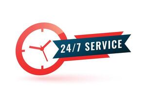 24 hours service assistance label with clock vector