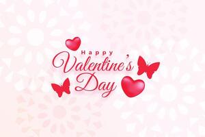 valentines day beautiful background with hearts and butterfly vector