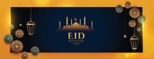 eid mubarak artistic islamic banner design vector