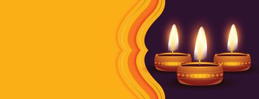 diwali festival yellow banner with text space vector